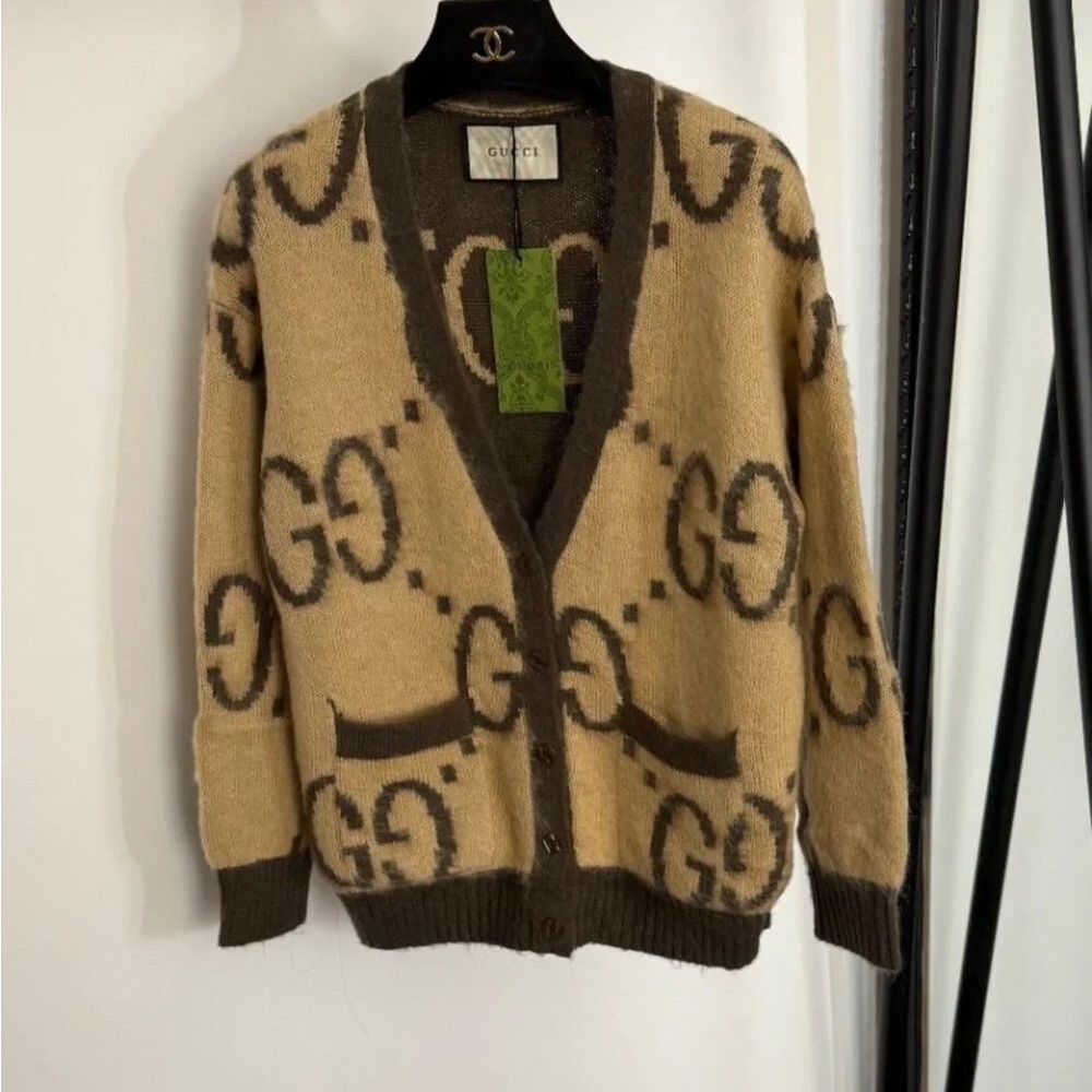Authentic Gucci GG Mohair Wool Reversible Cardigan